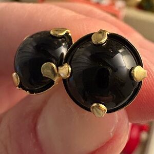 Elegant Black and Gold Tone Stud Earrings